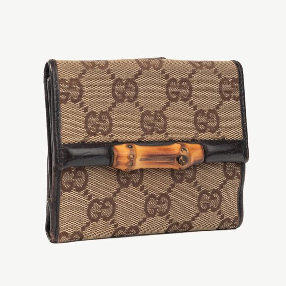 Gucci Beige GG Canvas Bamboo Bifold Wallet - Picture 2 of 11